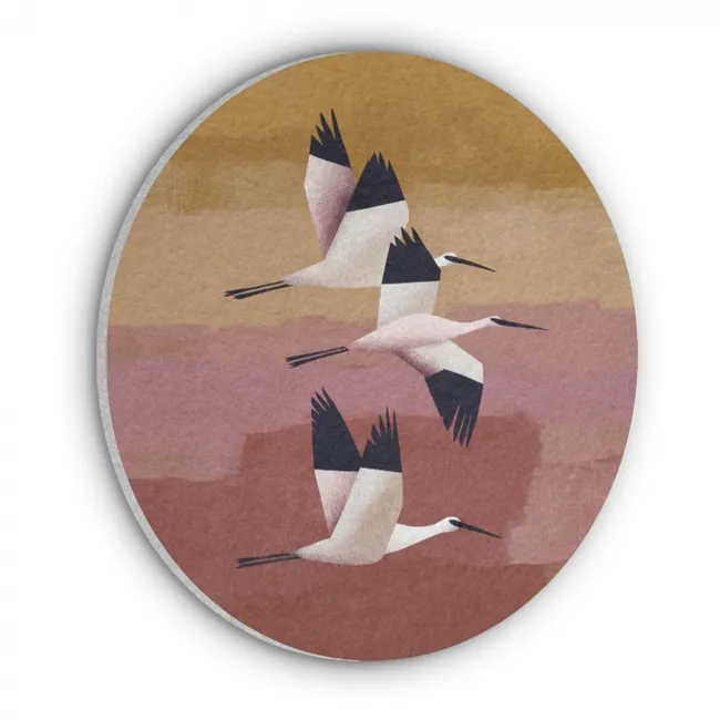 Akoestisch schilderij rond - Vogels - Snavel - Abstract