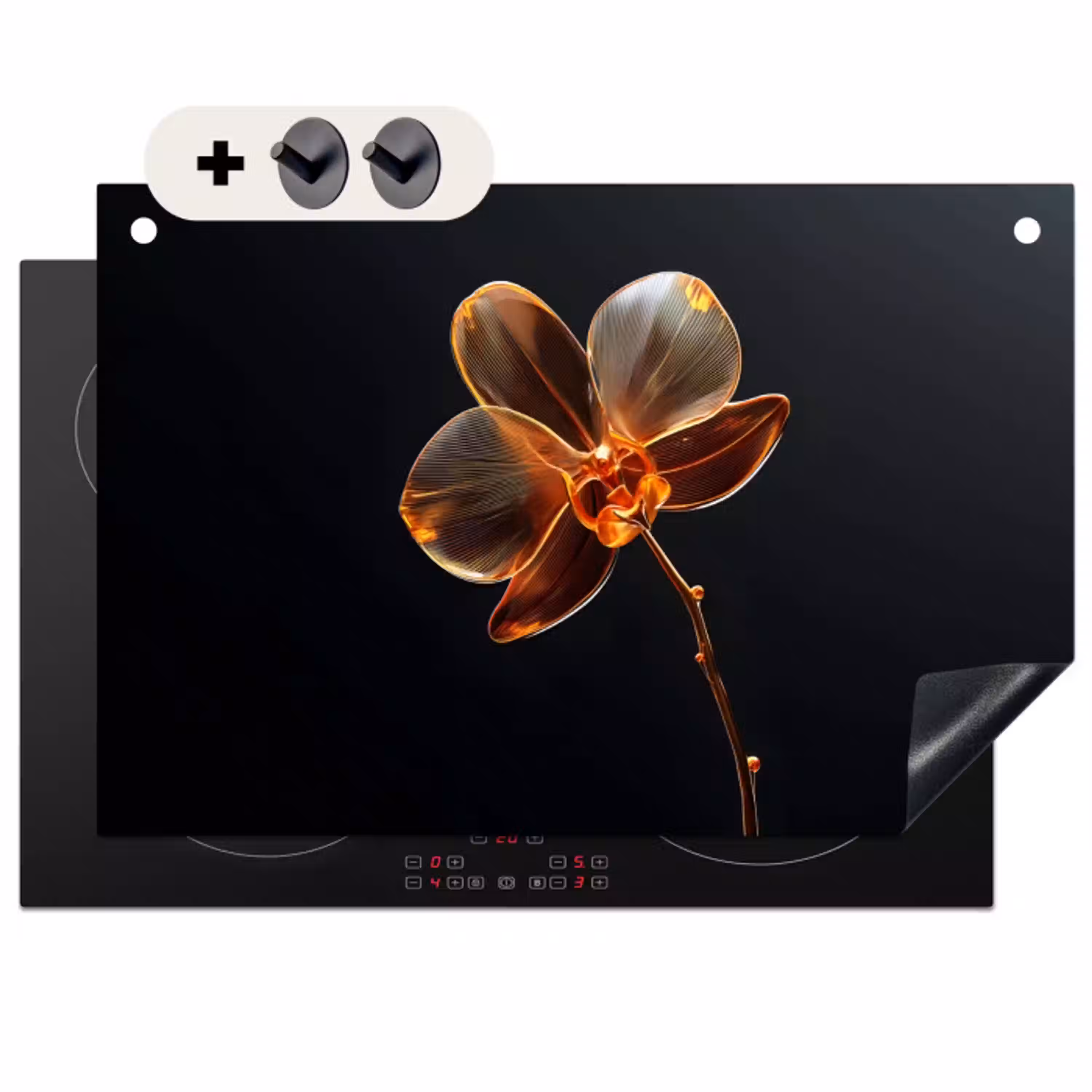 Orchidee - Doorzichtig - Bloem Inductie beschemer met haakjes klein -3d