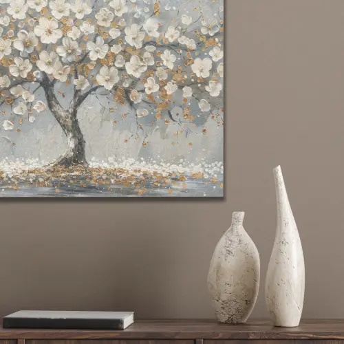 Boom - Bloemen - Wit - Natuur - Kunst PET vilt klein -sfeer6_closeup