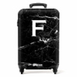 Marmer - Zwart - Letter F NBS - Handbagage koffer - Unisex middel -productfoto_recht