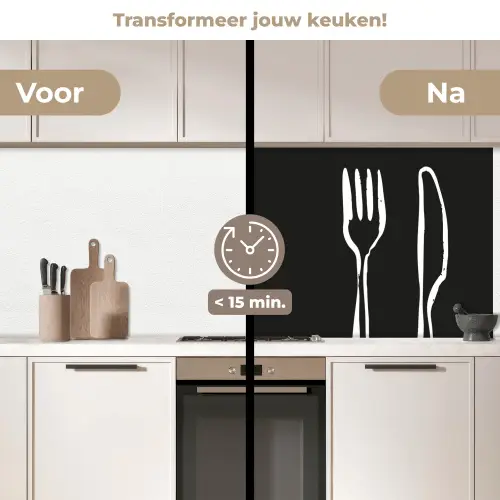 Bestek - Staand - Zwart - Wit keuken achterwand 2 middel -voor-na2_NL
