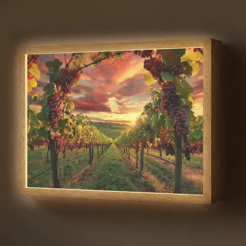 Wijngaard - Druiven - Zonsondergang Light Box met batterij (Wandlamp) middel -z3d_website