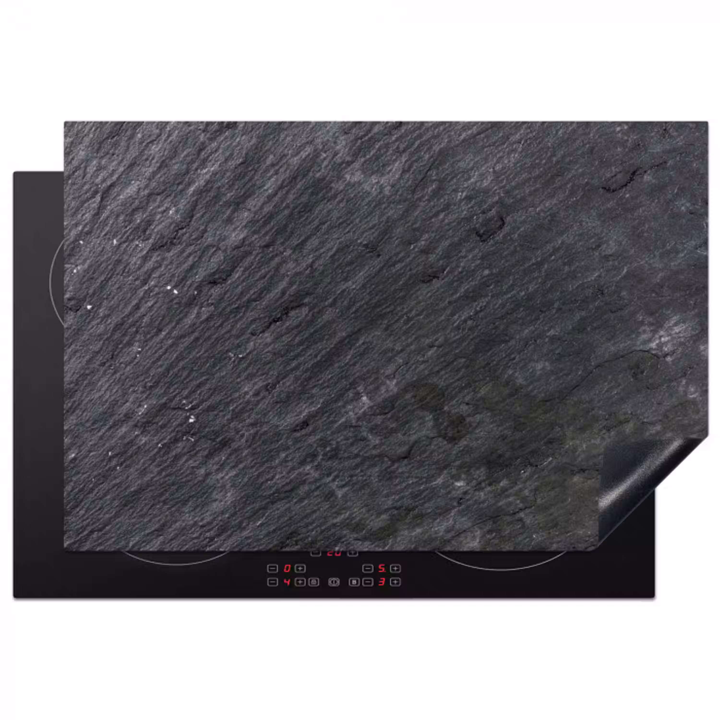 Natuursteen - Industrieel - Leisteen - Structuur - Grijs Inductie beschermer vinyl 3mm klein -3d