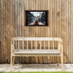 Doorkijk - Hert - Dieren - Landschap - Winter - Sneeuw - Landelijk Tuinposter op houten frame 2 cm dik klein -sfeer4