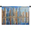Skyline - Wolkenkrabbers - Water - Blauw Wandkleed katoen klein -zz3d