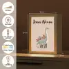 Dinosaurus - Planten - Beige - Minimalistisch Light Box met kabel (Kinderlampje) klein -USP_NL