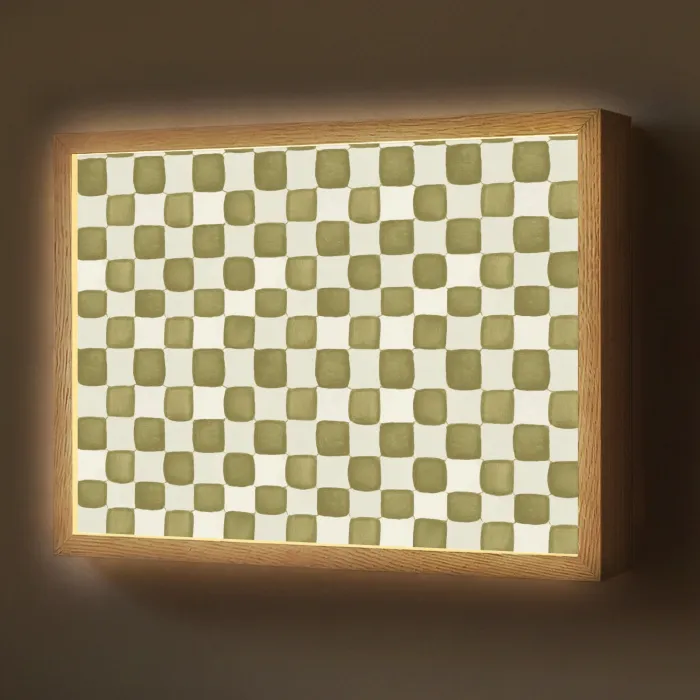Schaak - Patroon - Groen Light Box met batterij (Wandlamp) middel 907 -z3d_website