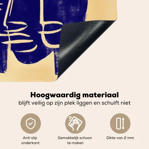 Okergeel - Blauw - Eenvoudige lijnen Inductie beschemer met haakjes middel -ky-onderkant-nl