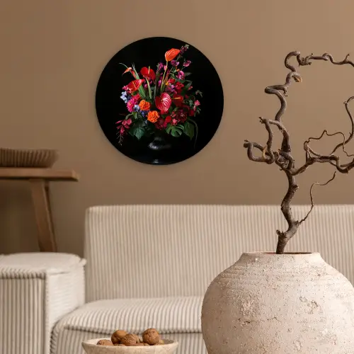 Bloemen - Boeket - Sierlijk Wandcirkel plexiglas klein -sfeer1