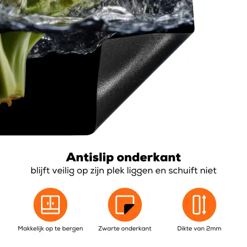 Broccoli - Groen - Water - Zwart Inductie beschermer vinyl 3mm klein -zzzzzzz-td-onderkant