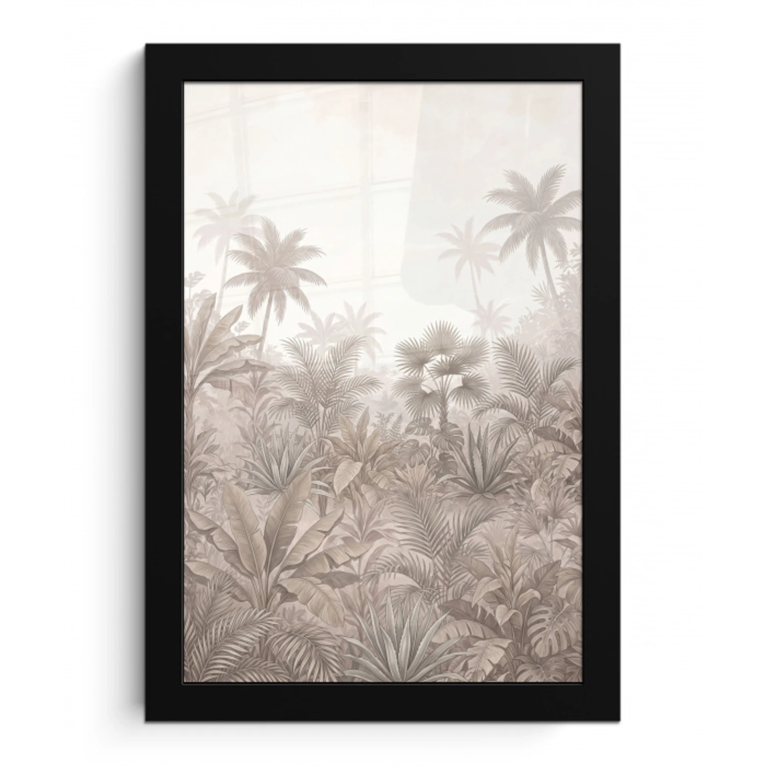 Jungle - Tropisch - Natuur -Vintage - Beige fotolijst zwart zonder passe partout klein -3d