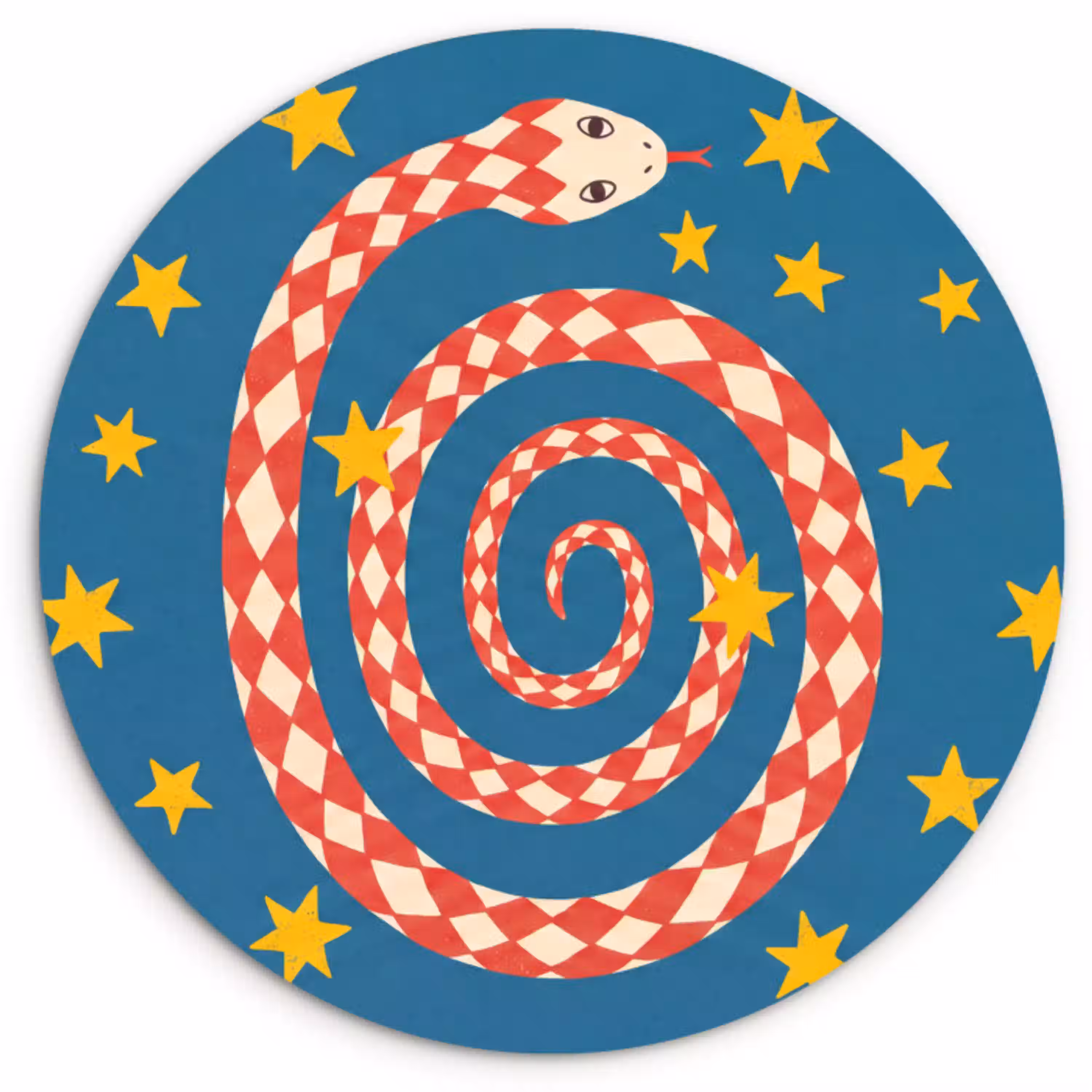 Slang - Spiraal - Dieren - Illustratie - Rood Wandcirkel kunststof plaat 5mm dik klein -3d