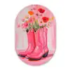 Roze - Bloemen - Cowboy Wandcirkel Ovaal Glas middel -3d