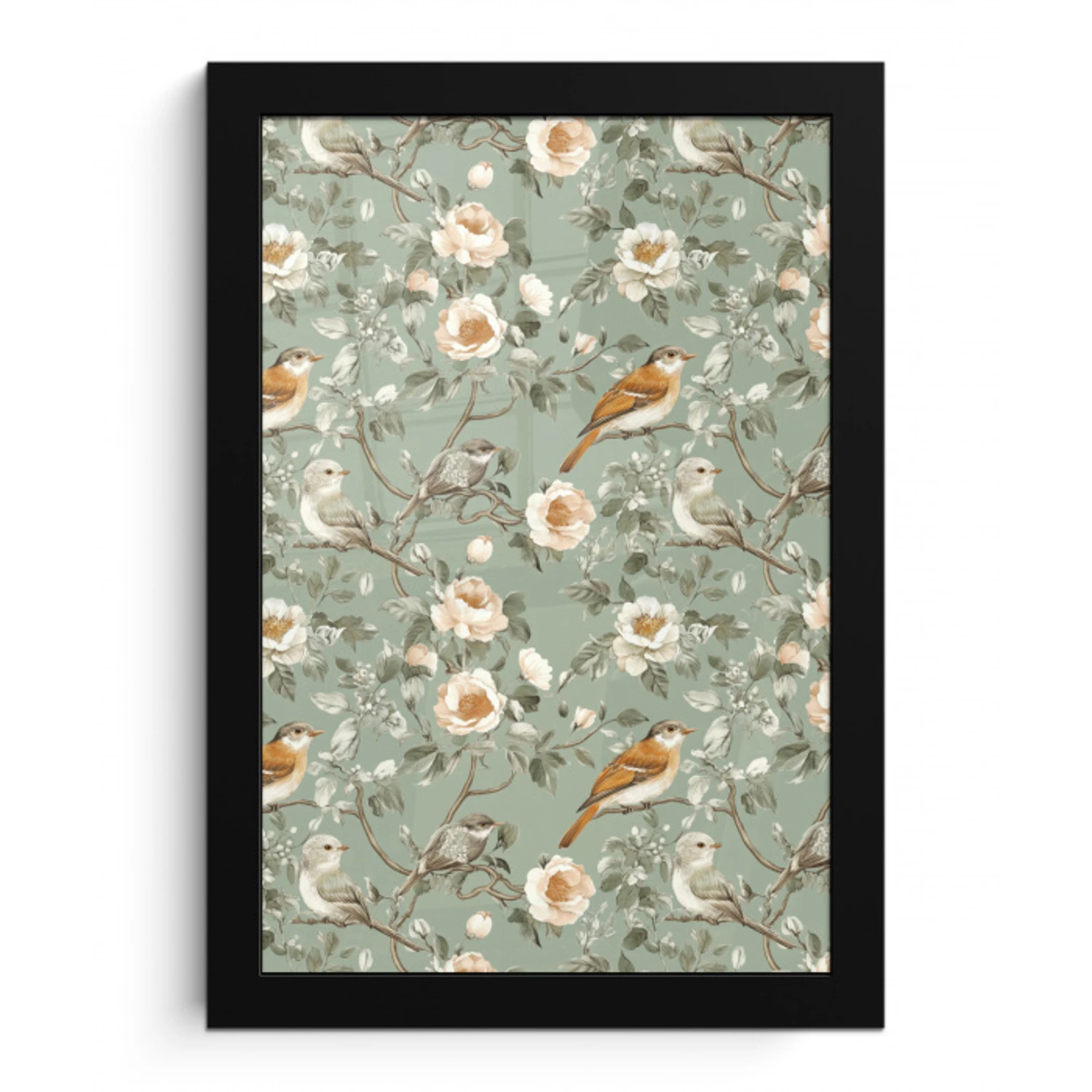 Roze - Vogels - Kleurrijk fotolijst zwart zonder passe partout klein 224 -3d