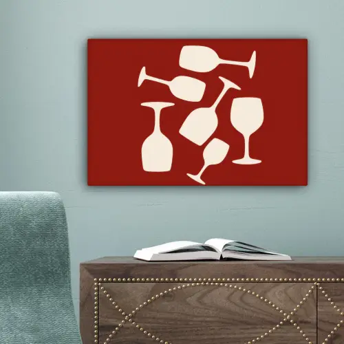 Wijnglazen - Silhouetten - Wit canvas 2cm klein -sfeer4