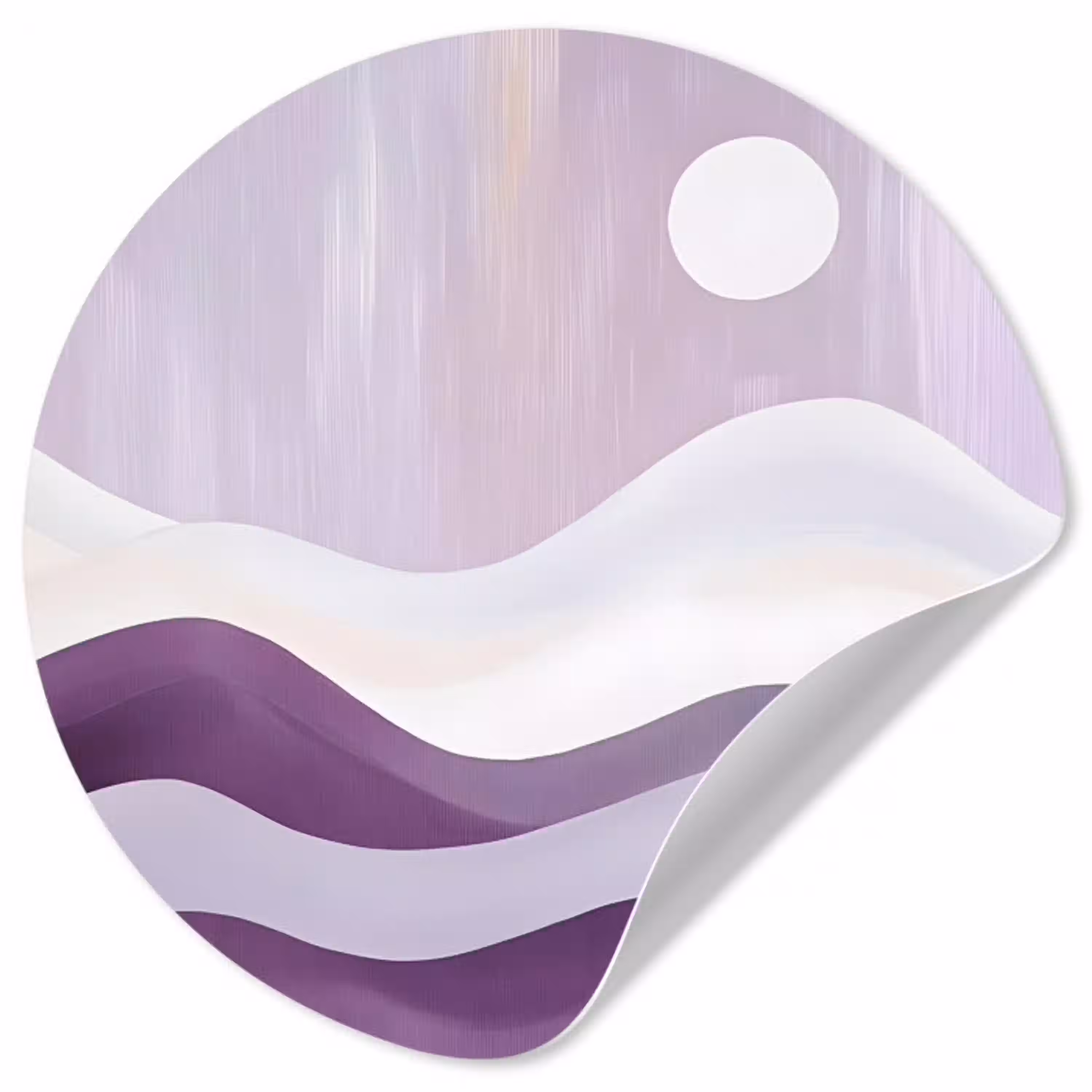 Golven - Heuvels - Abstract - Paars Wandcirkel behangsticker klein -3d
