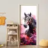 Paard - Dieren - Meisje - Roze deurposter klein -sfeer4