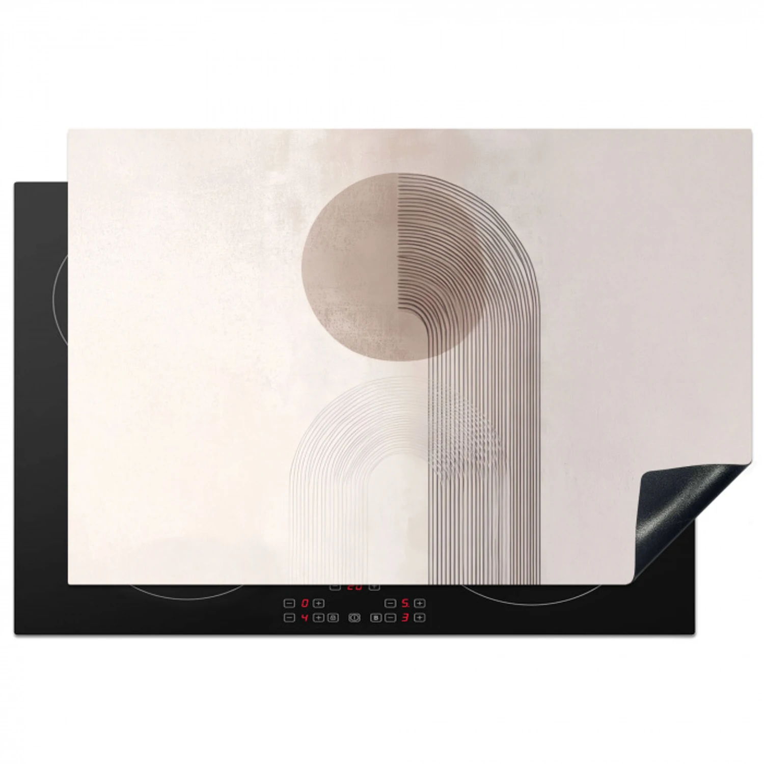 Minimalistisch - Cirkel - Lichtgrijs Inductie beschermer vinyl 3mm klein -3d