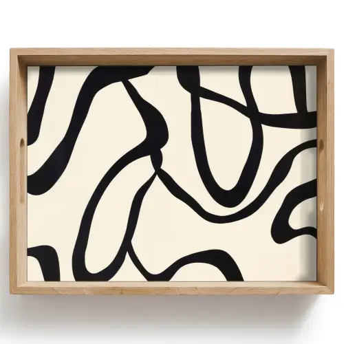 Abstract - Lijnen - Modern - Beige Dienblad Rechthoek middel -z3d_shopping