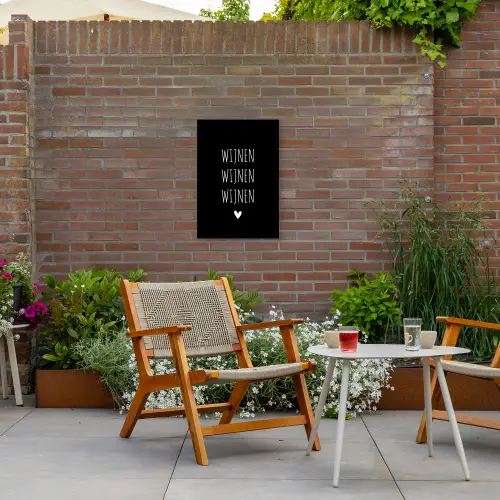 Wijnen wijnen wijnen - Quotes - Spreuken Tuinposter op houten frame 2 cm dik klein -sfeer3