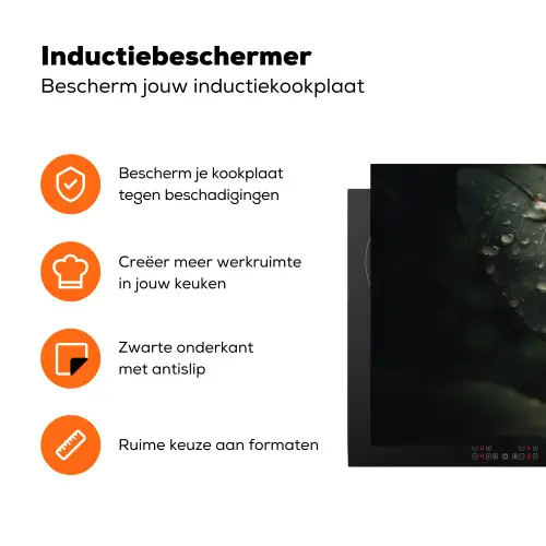Blad - Groen - Nerven - Regendruppels Inductie beschermer vinyl 3mm klein -zzzzzzz-td-ups