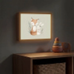Illustratie - Vos - Konijn - Bladeren Light Box met batterij (Wandlamp kind) middel -sfeer5_kind