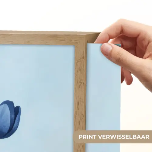Tulpen - Blauw - Bladeren Light Box met batterij (Wandlamp) middel -USP_websiteprintNL
