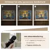 Boom - Levensboom - Blauw - Goud Light Box met batterij (Wandlamp) middel -USP_dimbaarNL