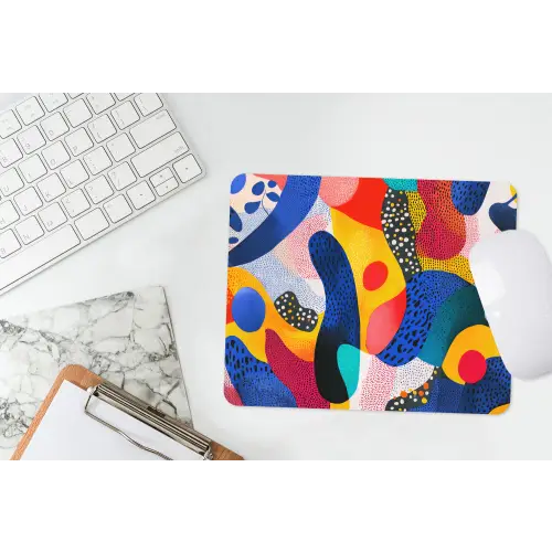 Vormen - Abstract - Stippels - Blauw muismat rubber klein -witbureau
