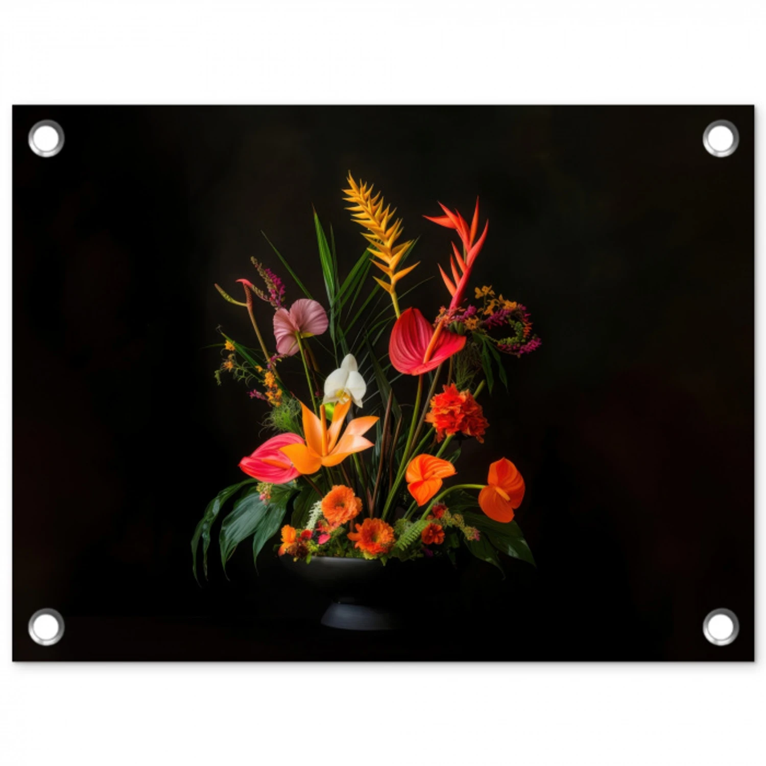 Schaal - Boeket - Bloemen tuinposter los doek klein -3d
