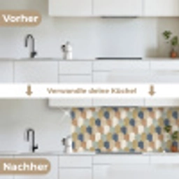 Harmonie - Patroon - Kleurrijk keuken achterwand 2 middel 871 -voor-na_DE