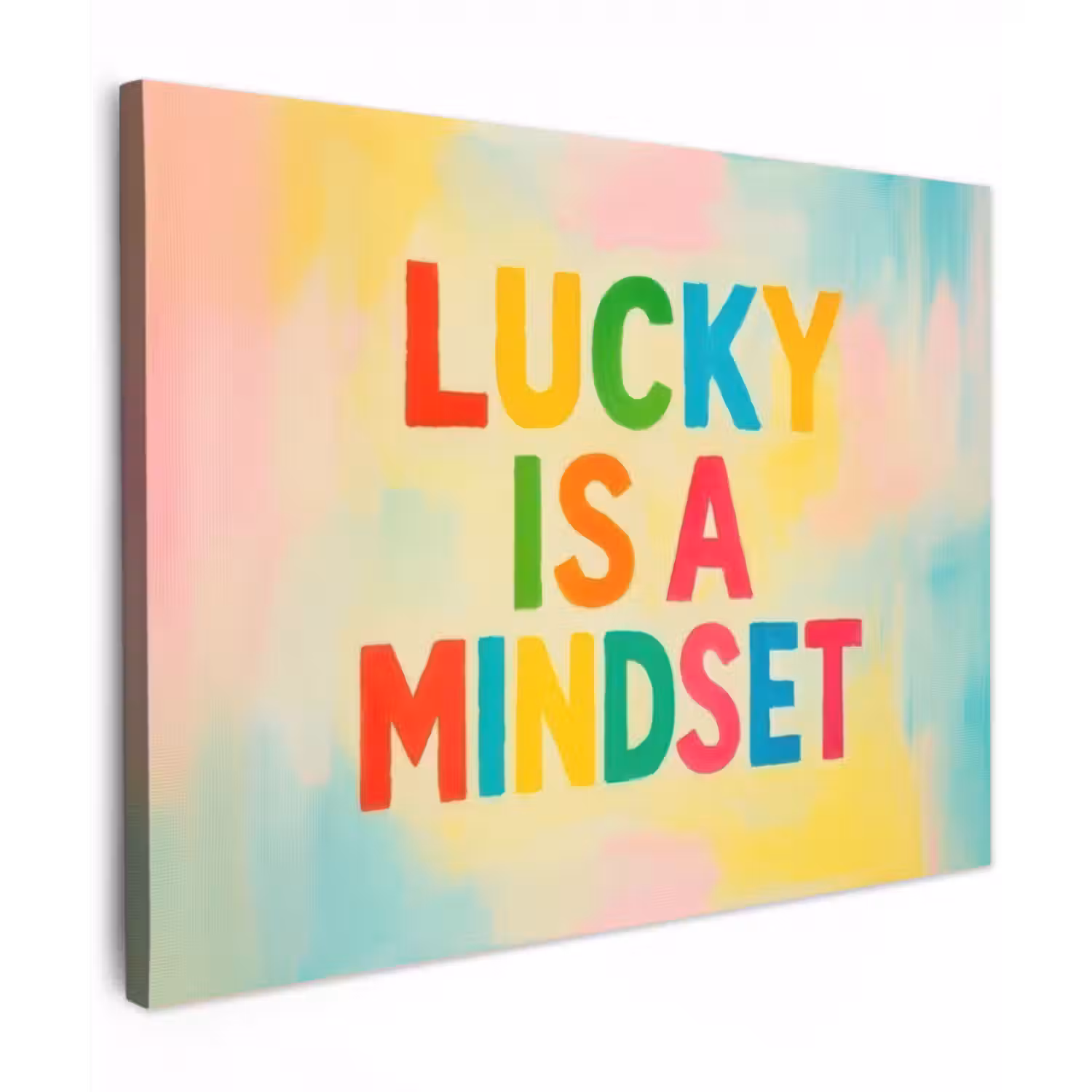 Canvas schilderij - Quote - Lucky - Regenboogkleuren