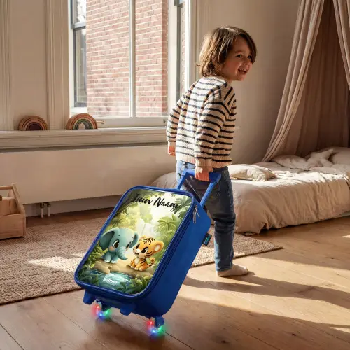Olifant - Tijger - Bos - Jungle Kinderkoffer - Blauw klein -sfeer1