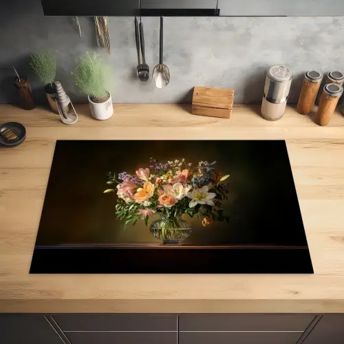 Glazen - Bloemen - Boeket - Kleuren Inductie beschermer vinyl 3mm klein -sfeer5