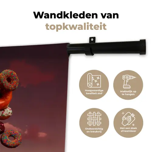 Vrouw - Donuts - Kleurrijk Wandkleed katoen klein -sfeer2