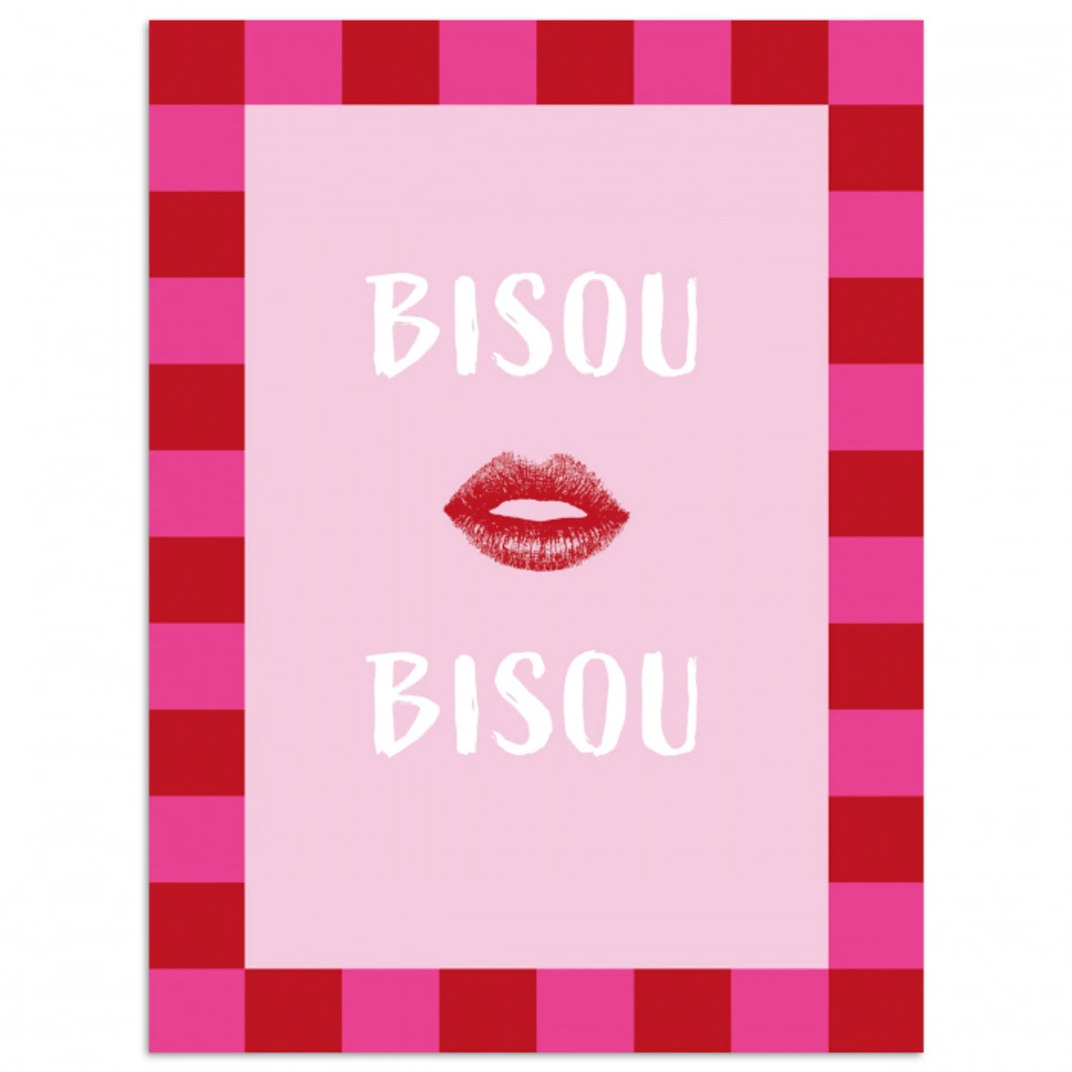 Kiss - Roze - Frans - Valentijn poster papier klein -3d