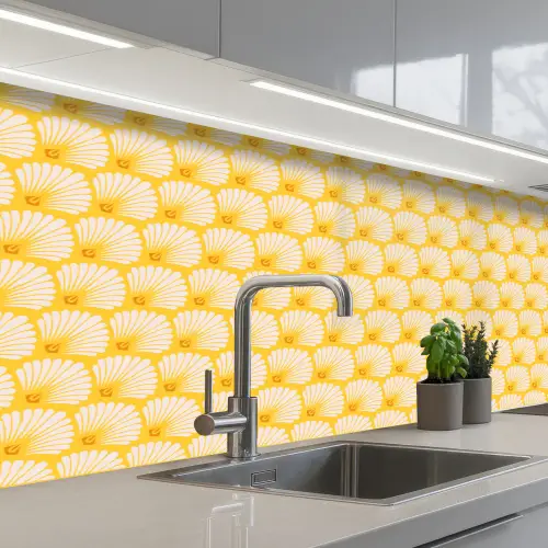 Art Deco - Design - Schelp - Geel keuken achterwand 2 middel 871 -3d_schuin