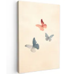 Vlinders - Minimalistisch - Roze Tuinposter op houten frame 2 cm dik middel -3d