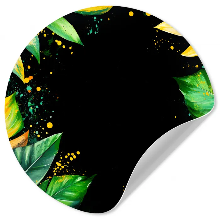 Bladeren - Groen - Geel - Verf - Jungle Wandcirkel behangsticker klein -3d