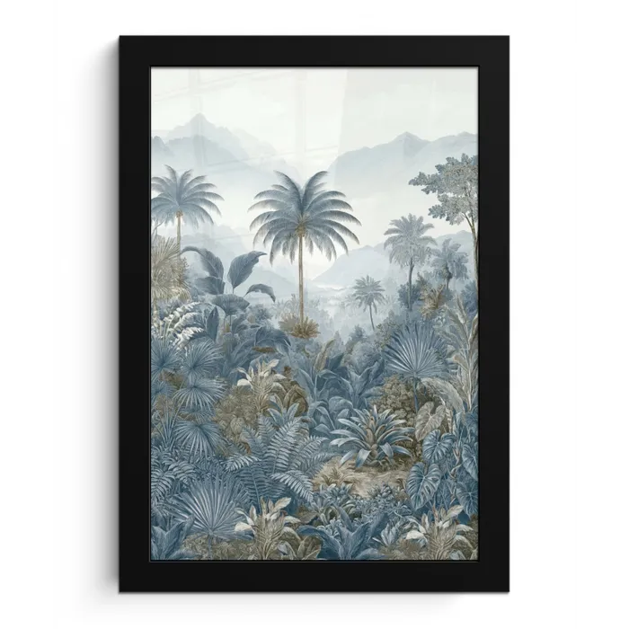 Jungle - Landschap - Blauw fotolijst zwart zonder passe partout klein -3d