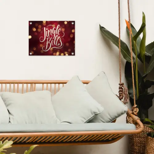 Jingle - Bells - Kerst - Rood tuinposter los doek klein -sfeer7