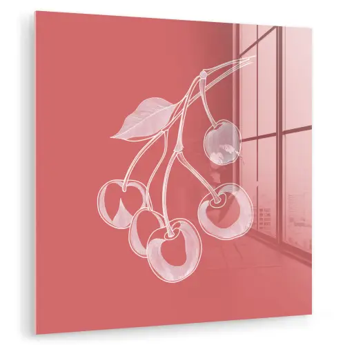 Lijnillustratie - Kersen - Tak - Wit plexiglas 5mm klein -zzzproduct_nieuw