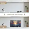 Meeuwen - Zonsondergang - Zee - Wolken keuken achterwand spatscherm klein -voor_na_NL