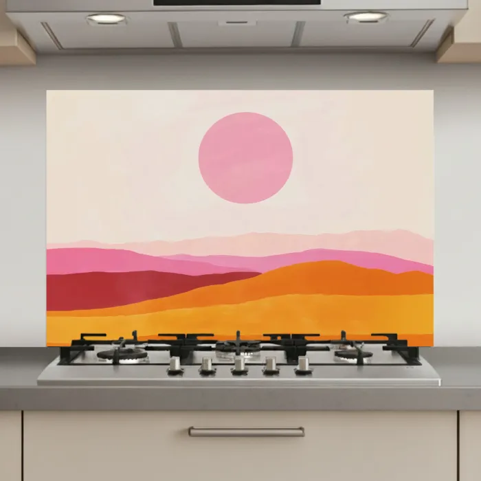 Heuvels - Oranje - Zon - Abstract keuken achterwand spatscherm klein -3d_website