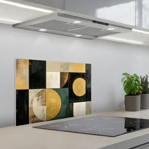 Abstract - Goud - Brons - Vormen - Geometrisch keuken achterwand spatscherm klein -3d_schuin