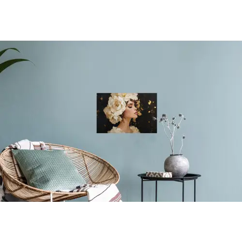 Abstract - Vrouw - Bloemen - Wit Muursticker klein -plant