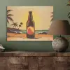 Bierfles - Zonsondergang - Palmbomen - Zee PET vilt klein -sfeer2