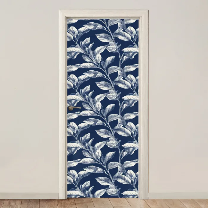 Botanisch - Patroon - Blauw deurposter klein 289 -3d_beige