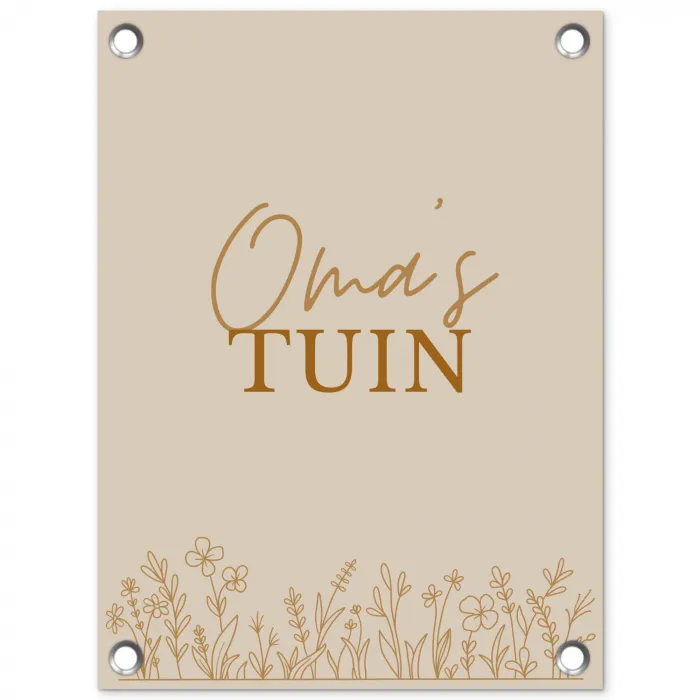 Oma's Tuin met bloemen tuinposter los doek klein -3d