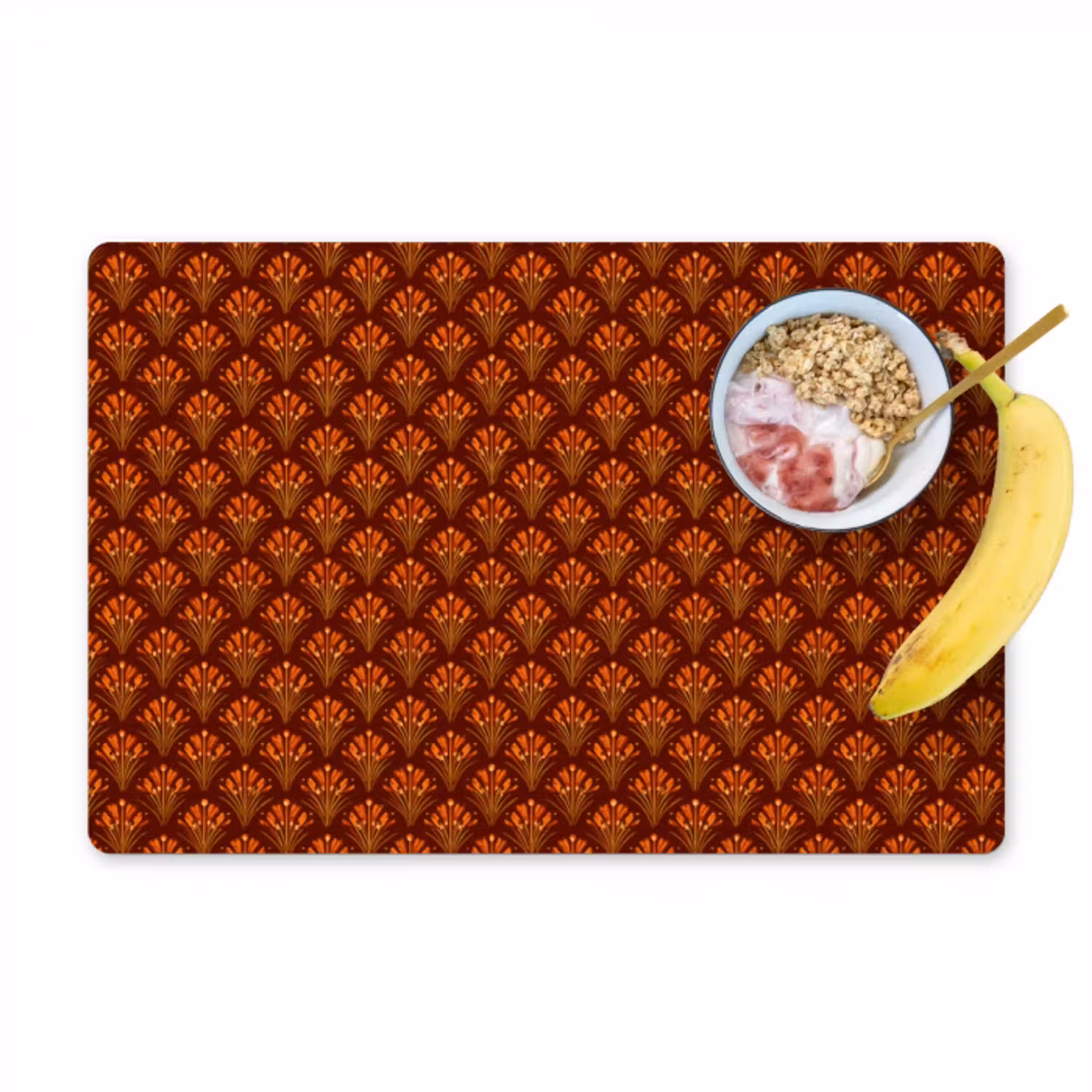 Waaiers - Art Deco - Botanisch - Roestbruin - Oranje Placemat vinyl groot 368 -zzzproduct_Kitchenyeah-website